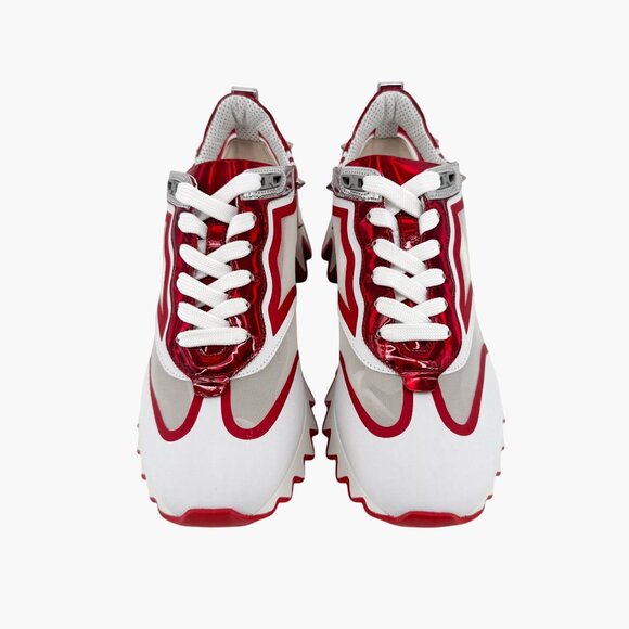 Christian Louboutin Sharkina White Mesh Red Sneakers Size 38.5 US 8.5 Women 6977 - Picture 3 of 15
